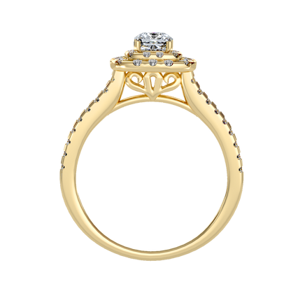 Rose Gold Double Halo Diamond Engagement Ring With Filigree Detail - Ten