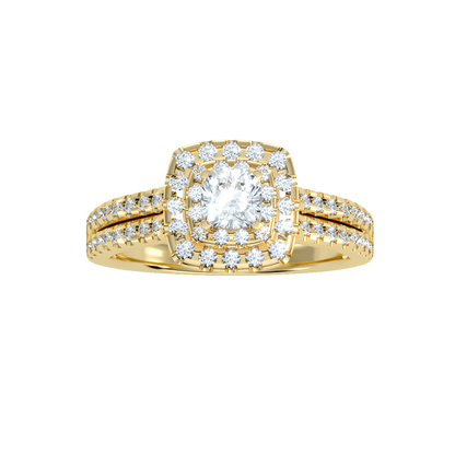 0.5 Ct Center Diamond Crafted with Double Halo Setting