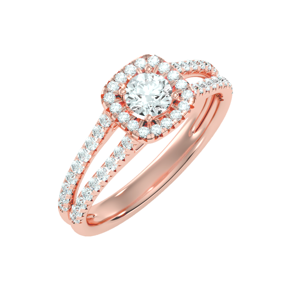 Jubliant Halo Diamond Ring In 925 Sterling Silver - One