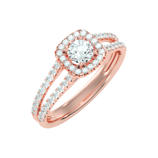 Jubliant Halo Diamond Ring In 925 Sterling Silver - One