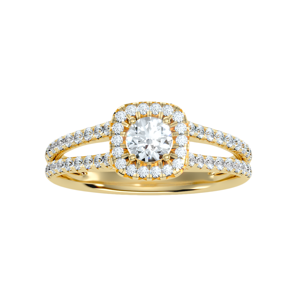 Jubliant Halo Diamond Ring In 925 Sterling Silver - Ten