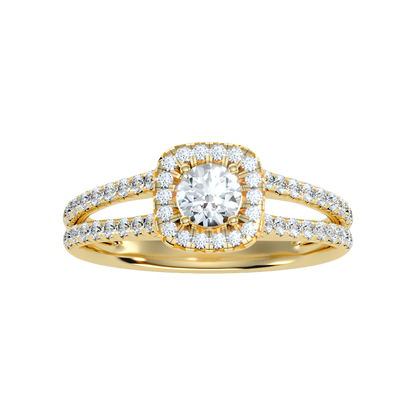 Jubliant Halo Diamond Ring In 925 Sterling Silver - Ten