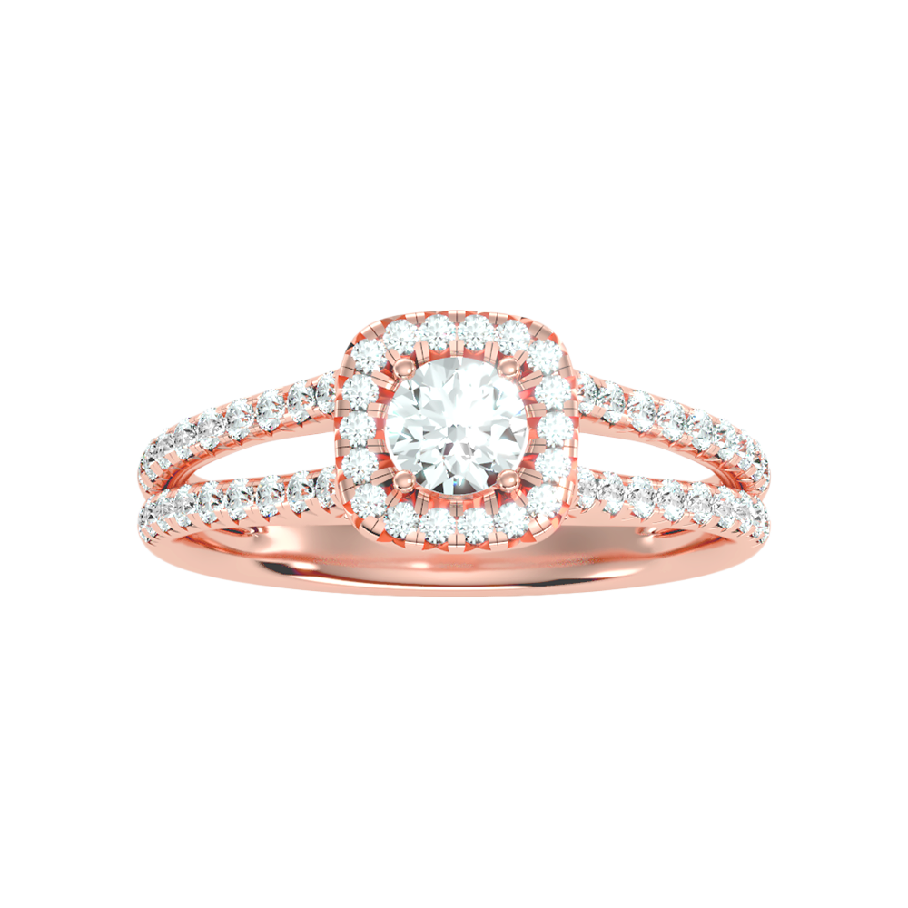 Jubliant Halo Diamond Ring In 925 Sterling Silver - Three