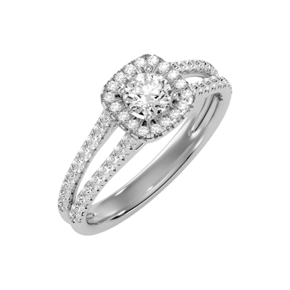 Jubliant Halo Diamond Ring In 925 Sterling Silver - Five