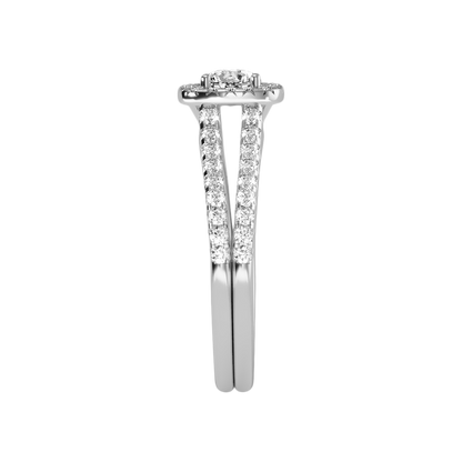 Jubliant Halo Diamond Ring In 925 Sterling Silver - Seven