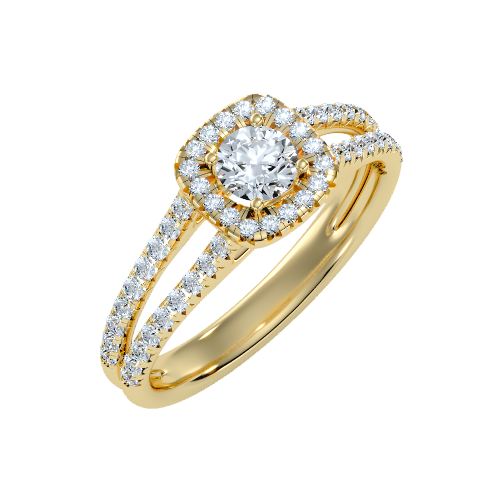 Jubliant Halo Diamond Ring In 925 Sterling Silver - Nine