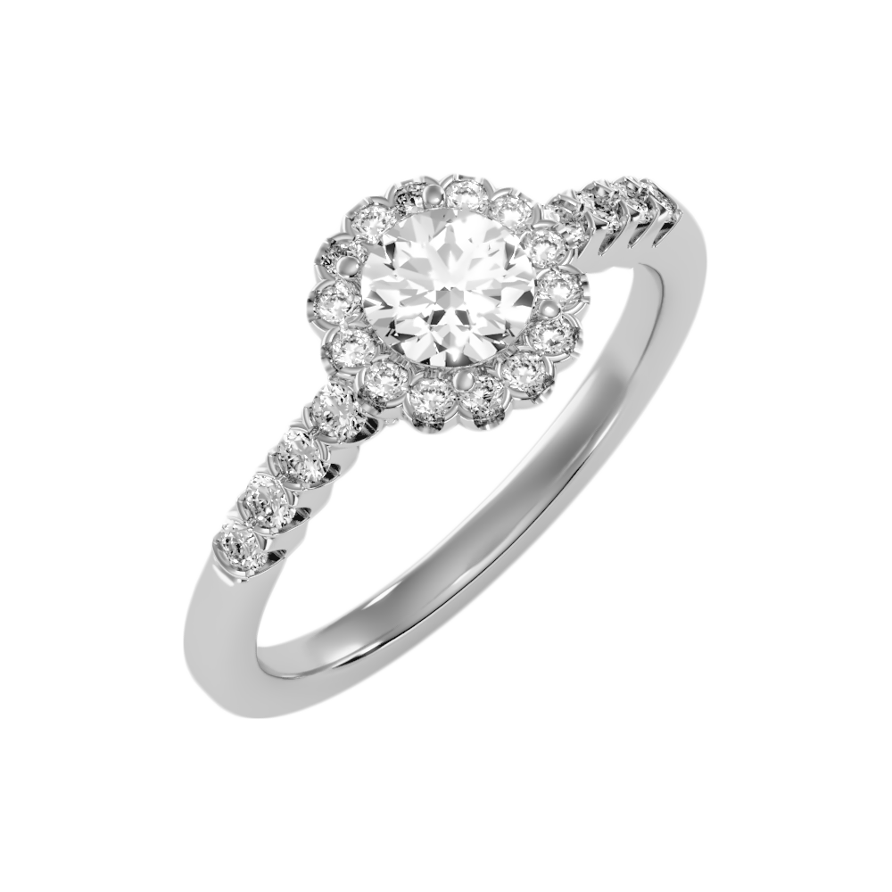 Kallos Classic Halo Diamond Engagement Ring In 925 Sterling Silver - One