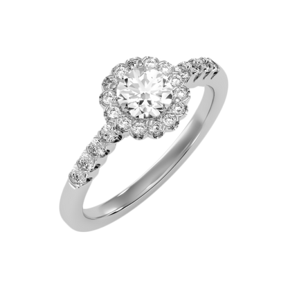 Kallos Classic Halo Diamond Engagement Ring In 925 Sterling Silver - One