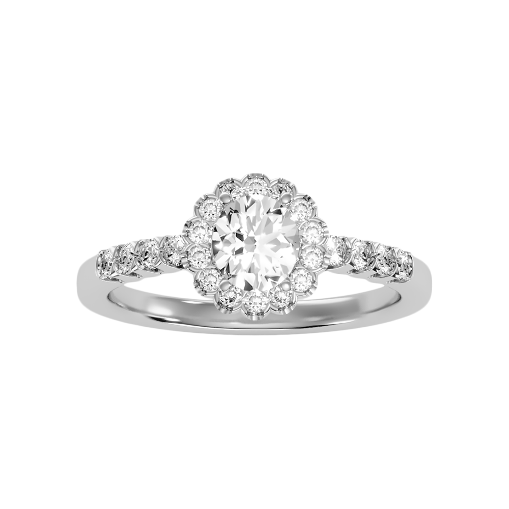 Kallos Classic Halo Diamond Engagement Ring In 925 Sterling Silver - Three