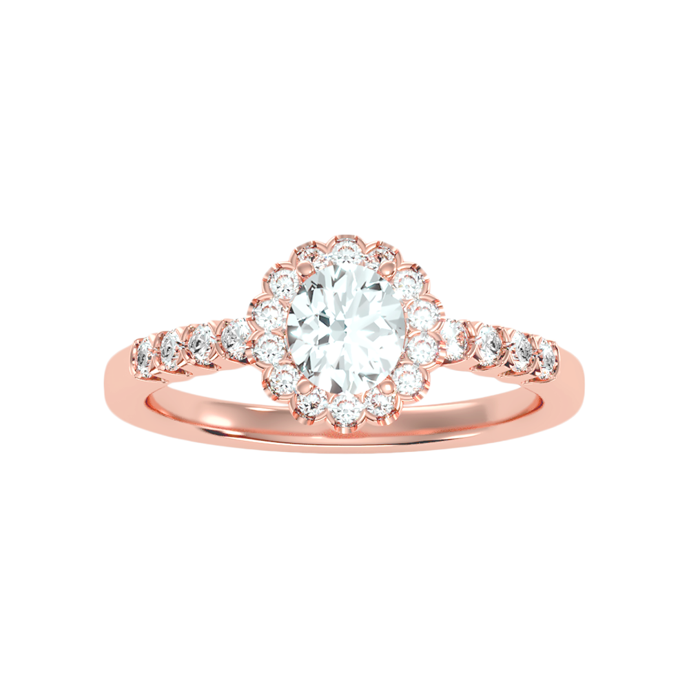Kallos Classic Halo Diamond Engagement Ring In 925 Sterling Silver - Five