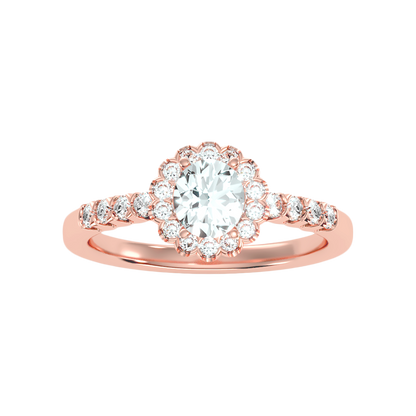 Kallos Classic Halo Diamond Engagement Ring In 925 Sterling Silver - Five