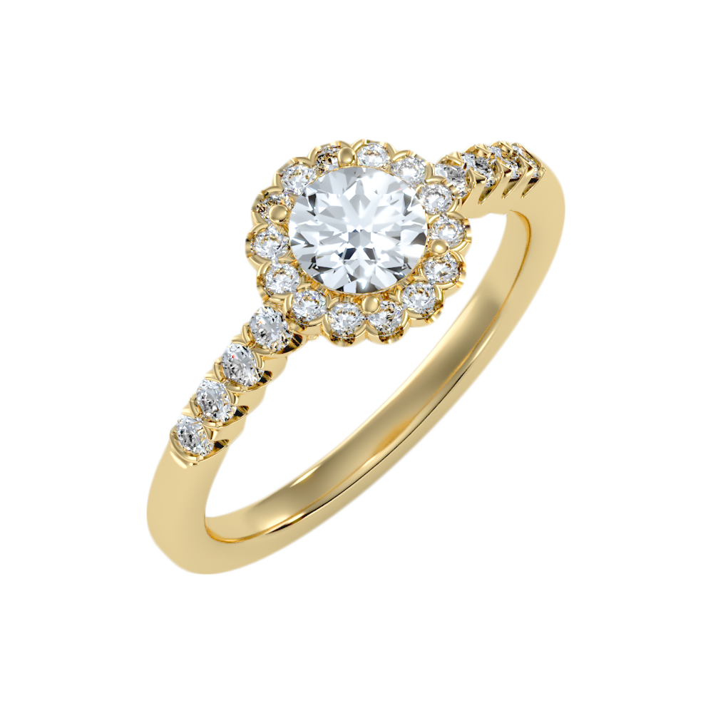 Kallos Classic Halo Diamond Engagement Ring In 925 Sterling Silver - Nine