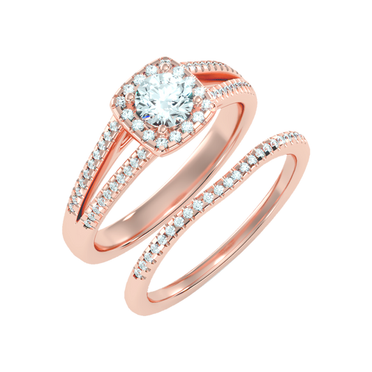 Lambent Bridal Ring Set In 925 Sterling Silver - Two