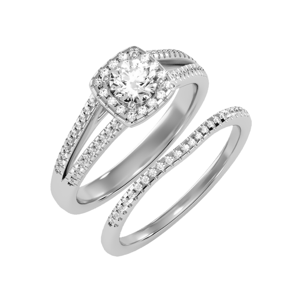 Lambent Bridal Ring Set In 925 Sterling Silver - Five