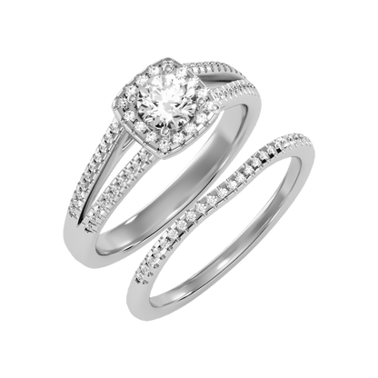 Lambent Bridal Ring Set In 925 Sterling Silver - Five