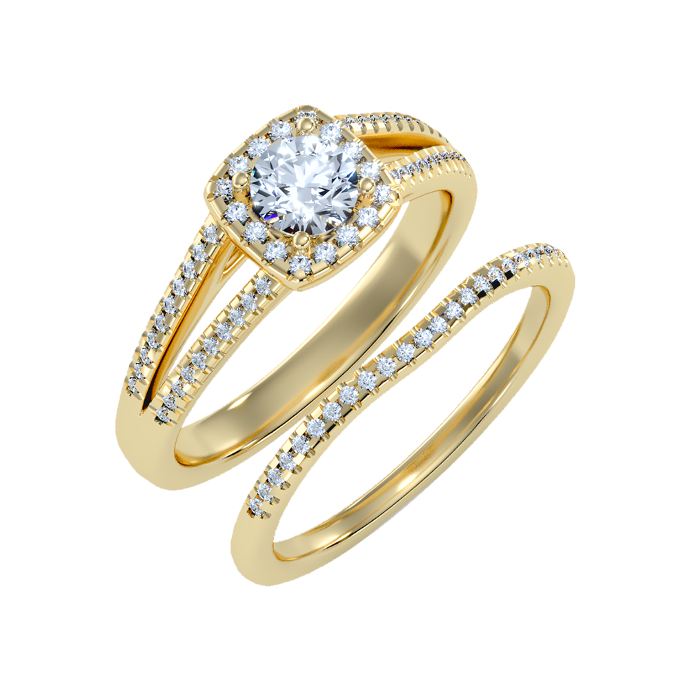 Lambent Bridal Ring Set In 925 Sterling Silver - Nine