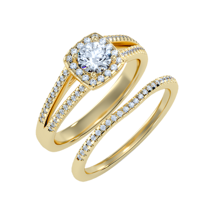Lambent Bridal Ring Set In 925 Sterling Silver - Nine