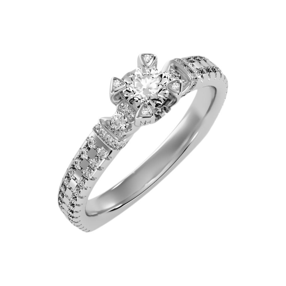 La Belleza Halo Ring In 925 Sterling Silver - Five