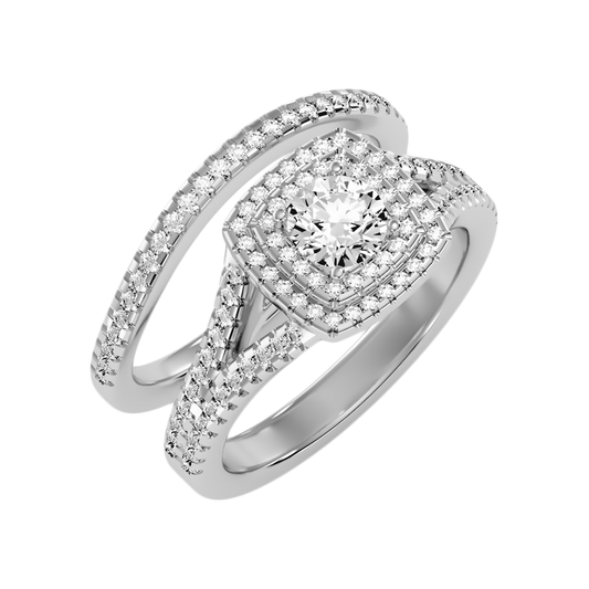 Light Bridal Ring Set In 925 Sterling Silver - One
