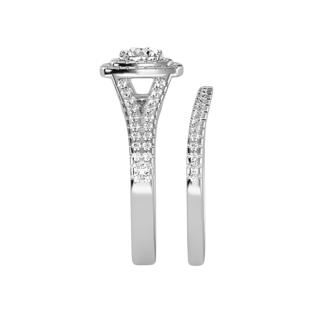 Light Bridal Ring Set In 925 Sterling Silver - Two