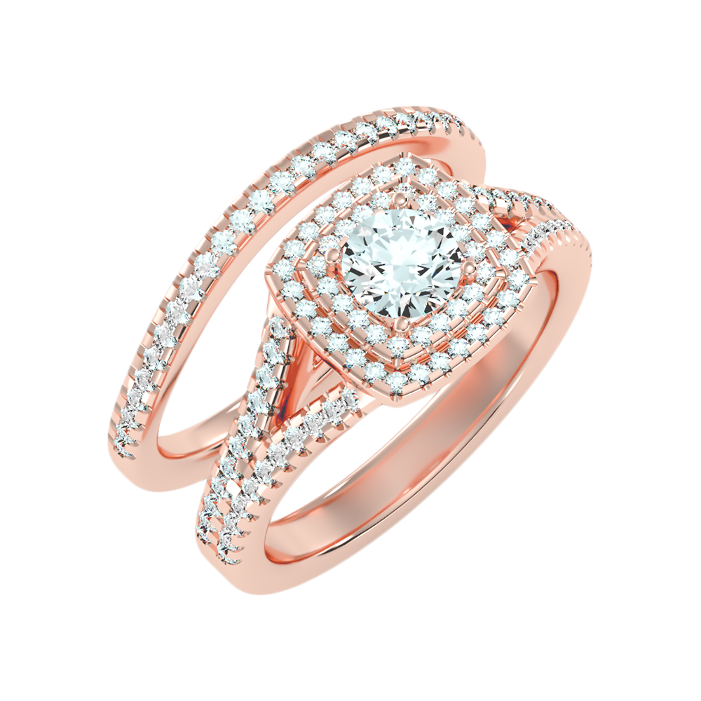 Light Bridal Ring Set In 925 Sterling Silver - Five