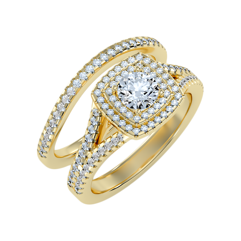 Light Bridal Ring Set In 925 Sterling Silver - Nine