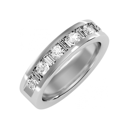 Light Hearted Half Eternity Ring In 925 Sterling Silver - Two