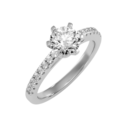 Light Solitaire Ring In 925 Sterling Silver - Five