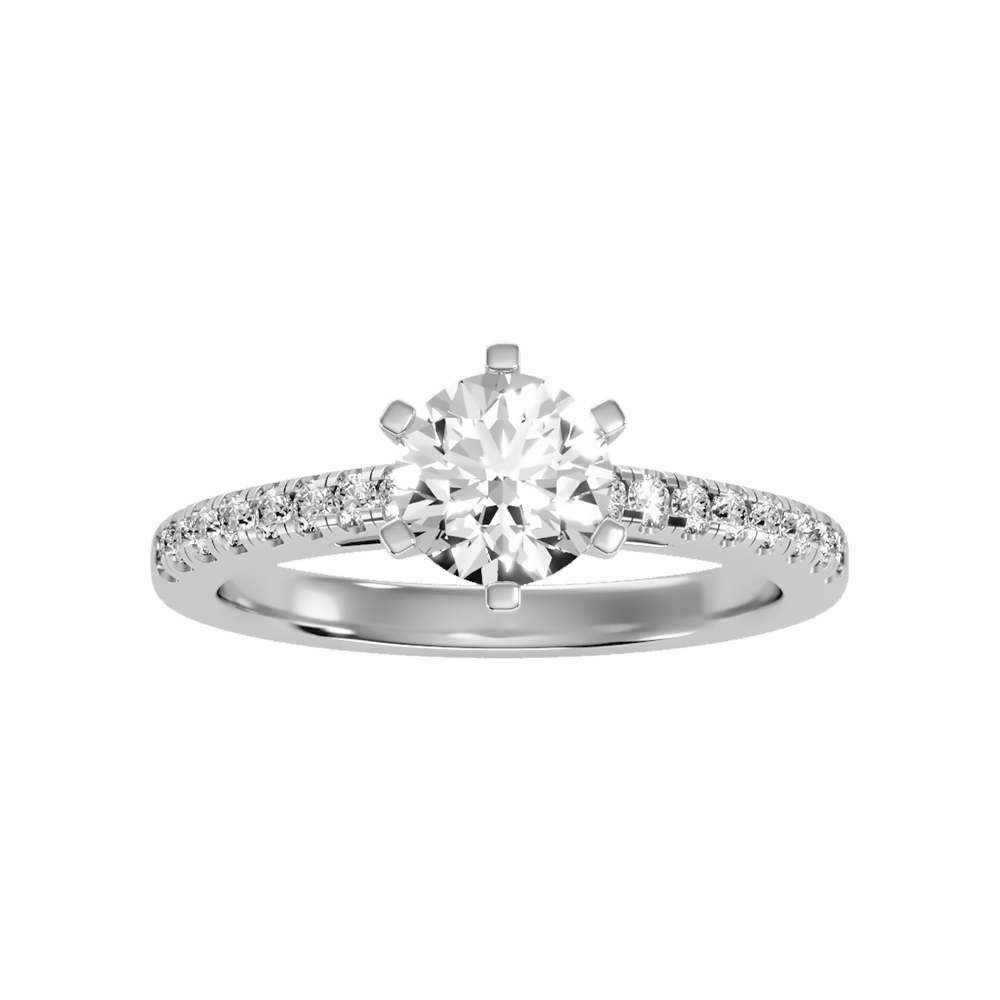 Light Solitaire Ring In 925 Sterling Silver - Six
