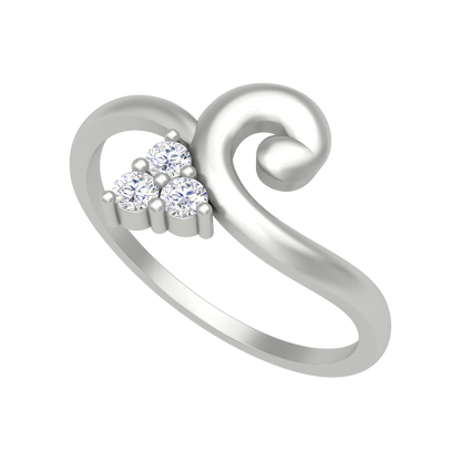 Lily Floral Diamond Band In 925 Sterling Silver - Nine