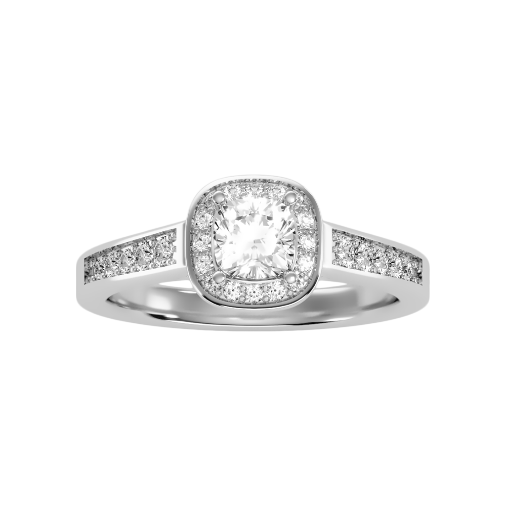 Linda Diamond Halo Ring In 925 Sterling Silver - Three