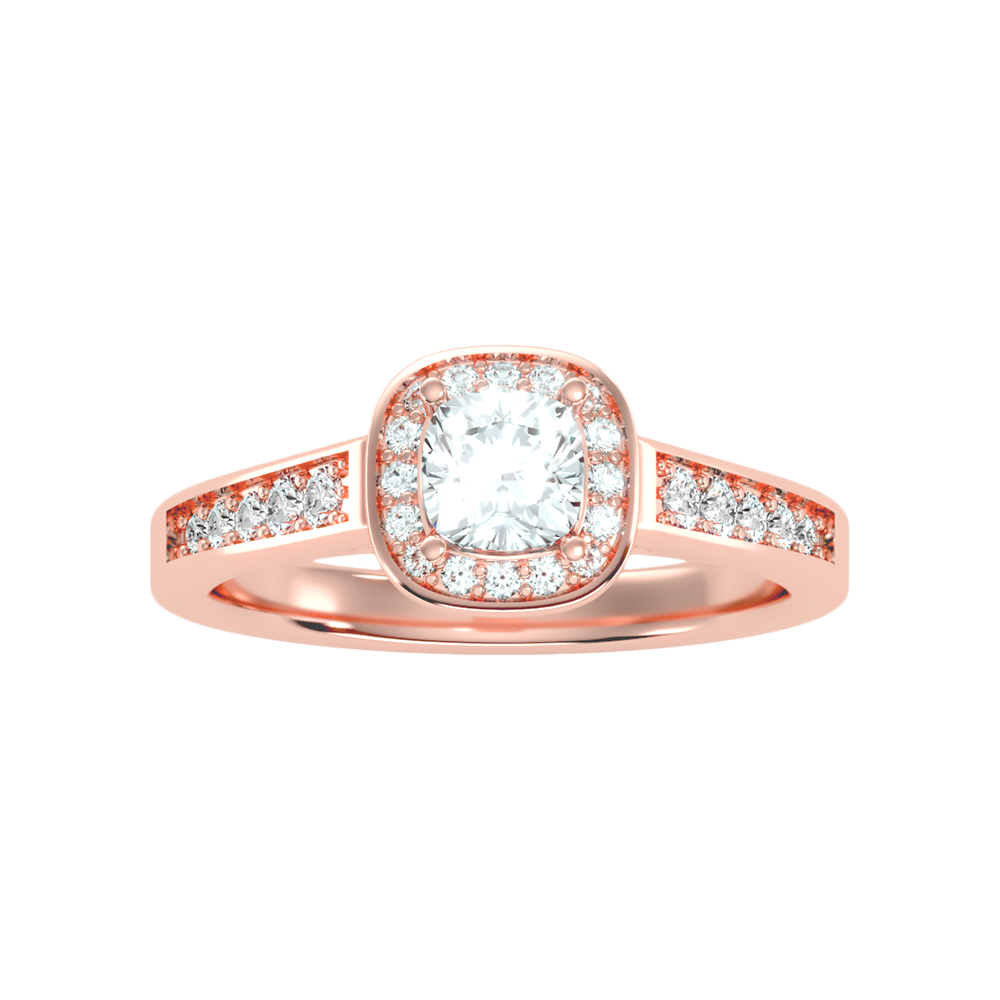 Linda Diamond Halo Ring In 925 Sterling Silver - Five