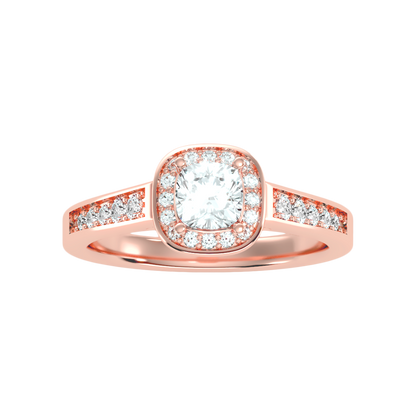 Linda Diamond Halo Ring In 925 Sterling Silver - Five
