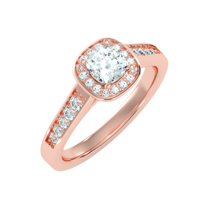 Linda Diamond Halo Ring In 925 Sterling Silver - Seven
