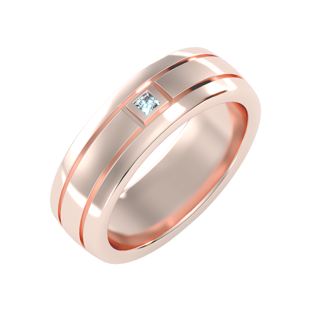 Lit Men's Band In 925 Sterling Silver - One