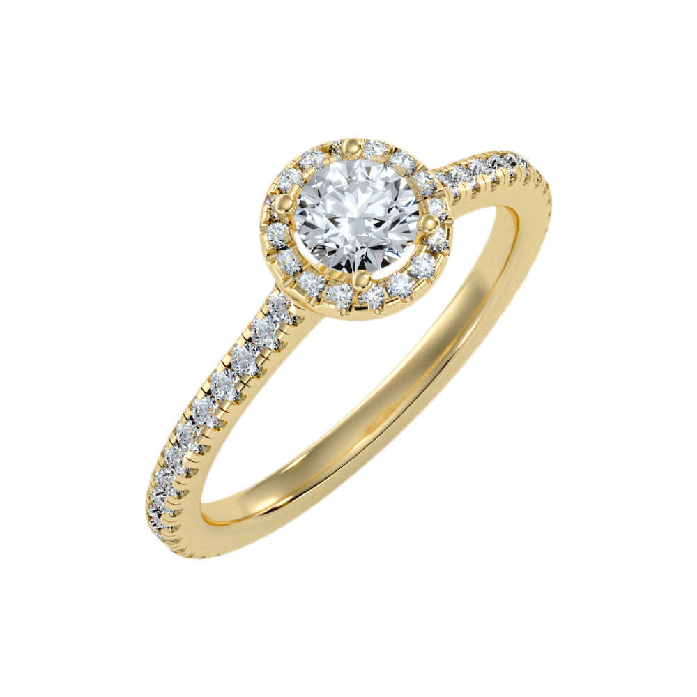 Lovely Classic Halo Diamond Engagement Ring - One