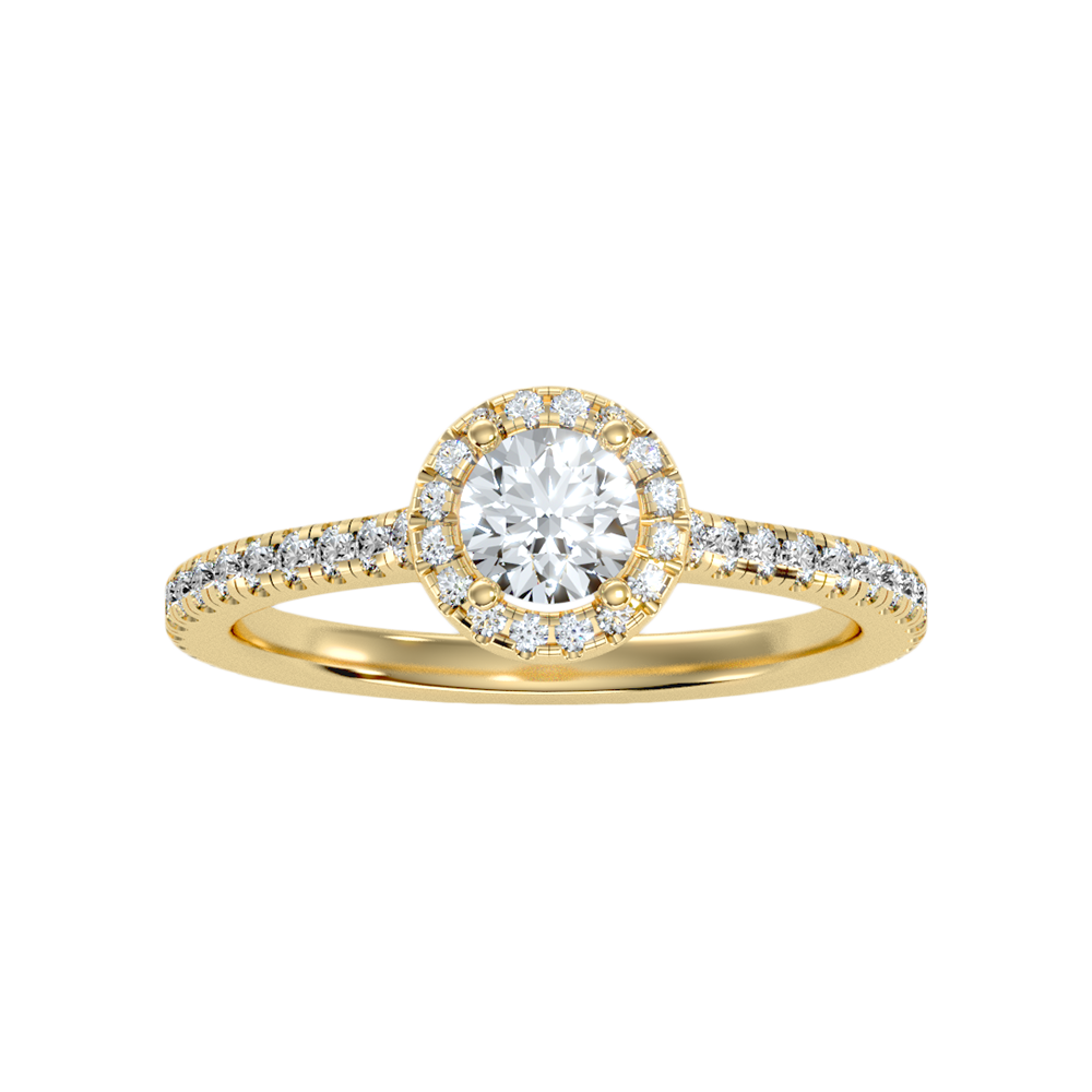 Lovely Classic Halo Diamond Engagement Ring - Three