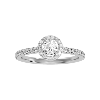 Lovely Classic Halo Diamond Engagement Ring In 925 Sterling Silver - Five