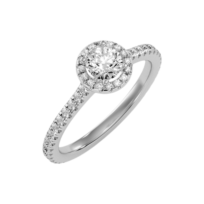 Lovely Classic Halo Diamond Engagement Ring In 925 Sterling Silver - Seven