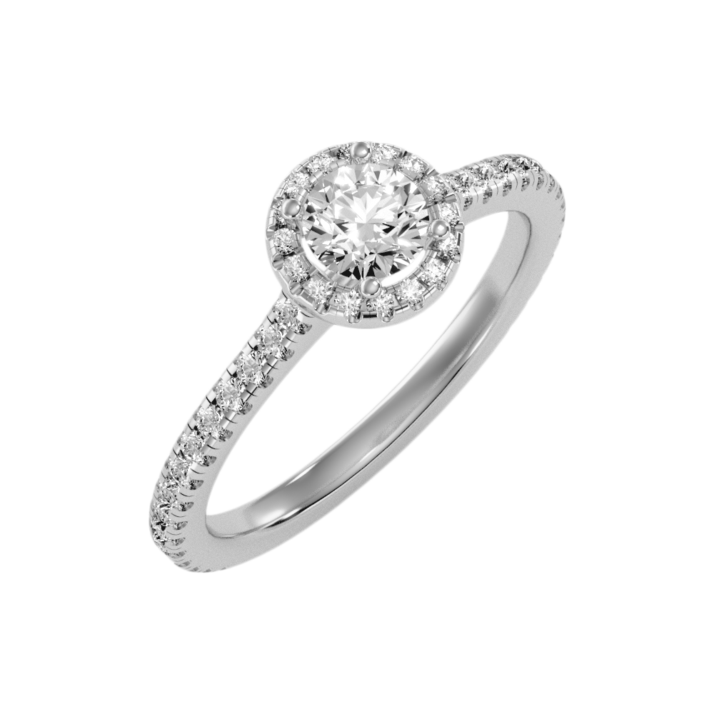 Lovely Classic Halo Diamond Engagement Ring - Seven