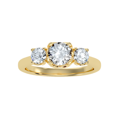 Lucent Tri Stone Ring In 925 Sterling Silver - Ten
