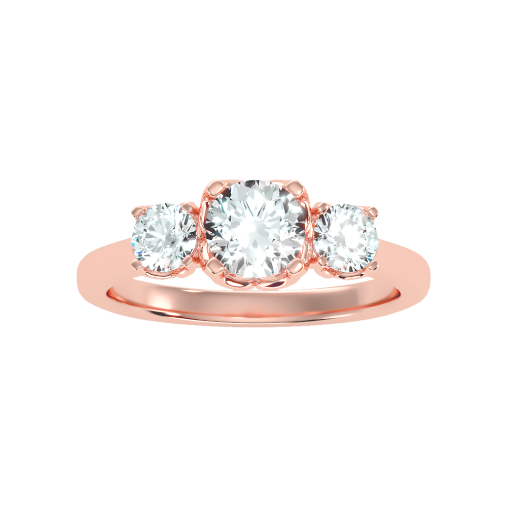 Lucent Tri Stone Ring In 925 Sterling Silver - Two