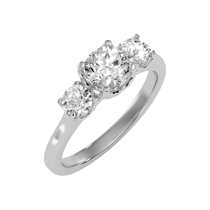 Lucent Tri Stone Ring In 925 Sterling Silver - Five