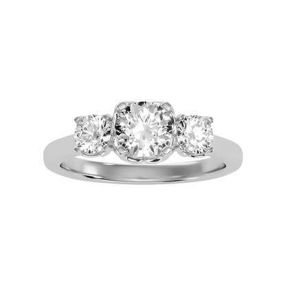 Lucent Tri Stone Ring In 925 Sterling Silver - Six