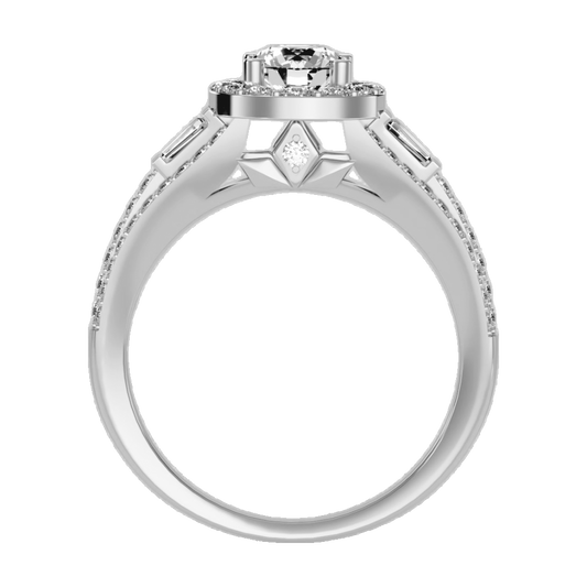 Lucrezia Diamond Halo Ring In 925 Sterling Silver - One