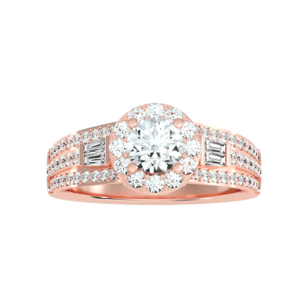 Lucrezia Diamond Halo Ring In 925 Sterling Silver - Twelve