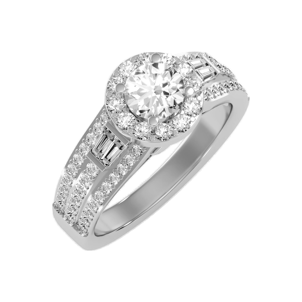 Lucrezia Diamond Halo Ring In 925 Sterling Silver - Two