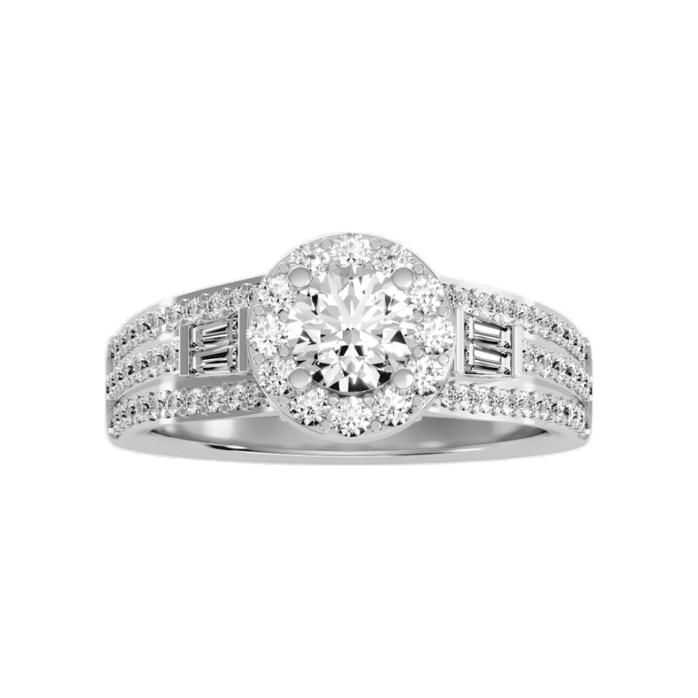 Lucrezia Diamond Halo Ring In 925 Sterling Silver - Four