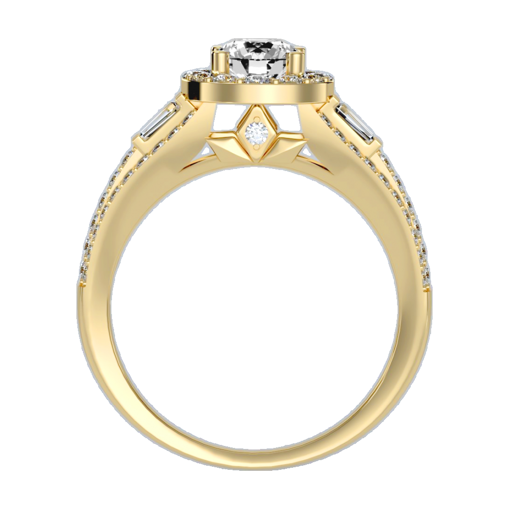 Lucrezia Diamond Halo Ring In 925 Sterling Silver - Five