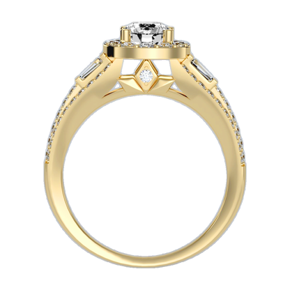 Lucrezia Diamond Halo Ring In 925 Sterling Silver - Five